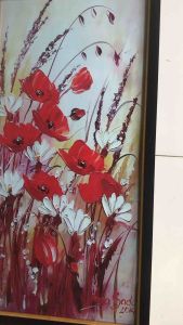 Paling laris Hiasan Dinding Cetak Gambar Lukisan Bunga indah warna merah putihPlus Bingkai uk:50cm x 100cm