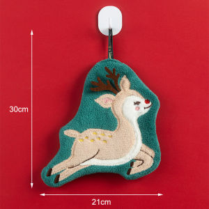 Christmas Collection Hand Towels Soft Coral Terry Wall-Hanging Hand Towel Super-Absorbent Hand Towel Home Decor