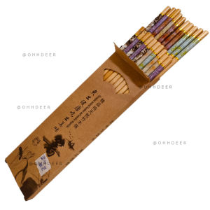 OHHDEER  10 Pairs Penyepit Makan Bambu Corak / Natural Bamboo Chopsticks Set Marble Non-Slip Durable