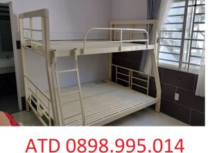 [GIAO TOÀN QUỐC] Giường tầng sắt hộp vuông cứng cáp 2 màu kem giao nhanh hcm