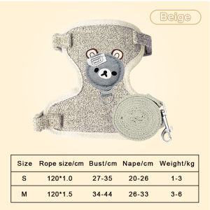Dog harness with leash for Pet Cat small animals for cat cute bear pattern harness