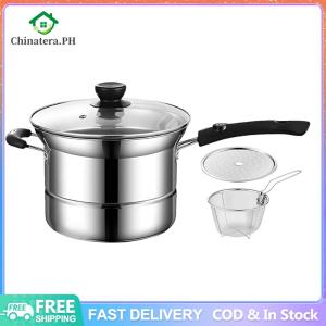 [Fast Delivery] 3 in 1 Cooking Pot with Strainer for Pasta and Frying Small Deep Fryer Pan Induction Pot