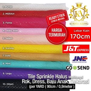 Kain Tile Diamon Meteran Soft Tulle Tila Halus Jatuh Sprinkle Bahan Gamis Wanita Rok Tutu Dress Dekorasi Gaun Murah Kurnia Agung