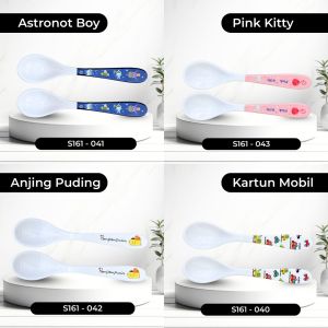 RISSHIN Set Peralatan Makan Bayi/Anak 3 in 1 Mangkuk Apel Sendok Garpu 100% Melamin Food Grade Aman Tahan Panas