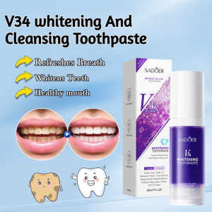 SADOER V34 Whitening Toothpaste Tooth Stain Removal Freshens Breath Neutralises Yellow Tones Of Teeth
