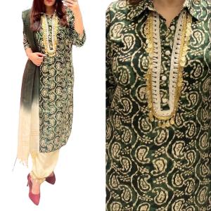 [Ready SG Stock- Size L XL 2XL] Rayon Yellow & Green Afgani\Pathani Punjabi 3 Pcs with Dupatta Suit [Indian Dresses]