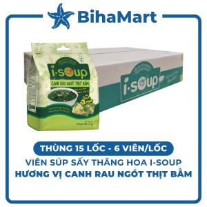 [THÙNG 15 LỐC] - NFC - Viên súp sấy thăng hoa I-Soup hương vị Canh rau ngót thịt bằm Canh rau ngót thịt bằm I Soup (54g/lốc)