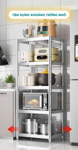 Kệ để đồ đa năng nhà bếp Inox - Giá - Kệ inox 345 tầng để lò vi sóng lò nướng đồ dùng nhà bếp