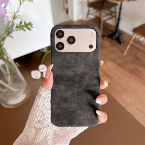 Retro Leather Texture Frameless Bumper Case For iPhone 17 Air 16 15 14 13 12 11 Pro Max Slim Matte Anti-Scratch Shockproof Cover
