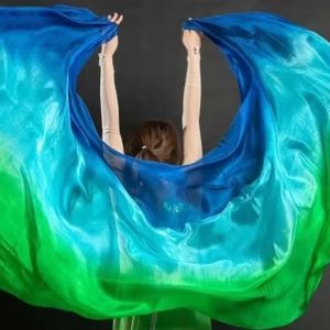 SWIFTTIDE 100% Silk Belly Dance Veils Light Texture Gradient Color Latin Belly Dance Shawls Costumes Accessories 250cmx120cm Dancing Shawl