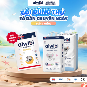 [Gói Dùng Thử] Tã/ Bỉm Dán Cao Cấp Aiwibi Siêu mềm mại và thoải mái 2 Miếng/Gói - NB/S/M/L/XL