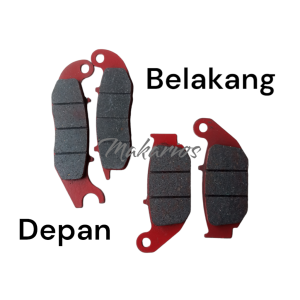 Set Kampas Rem Sepeda Motor Megapro New/F/R - Hitam Merah Ukuran Semua