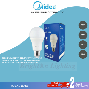 Midea LED Light Bulb A60 Round E27 Holder 15W/12W/9W/7W with 2-Year Warranty - Warm/Cool White