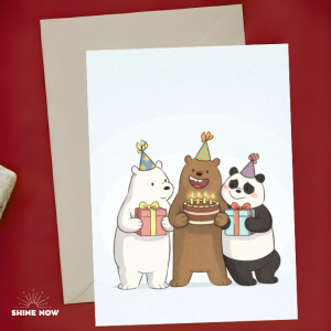 We Bare Bears Happy Birthday Greeting Card Cute Cartoon Gift Card