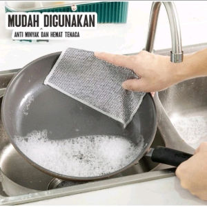 Kain Lap Kawat Dapur Bentuk Petak Halus Untuk Membersih Panci Dan Piring Kain Cuci Piring Kawat - SS