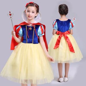 In stock! Childrens size snow white princess dress with cape childrens costume cosplay party dress up birthday party Disneys girl gift