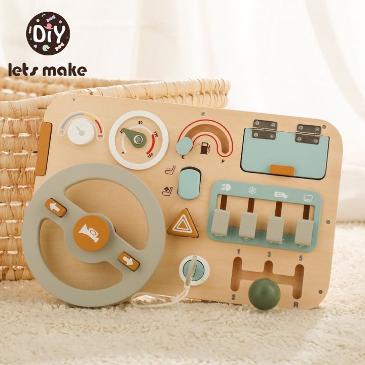 Let's Make Busy Board Toy 1pc Natural Wood Kids Skill Training