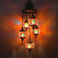 5-Heads Pendant Lights Bedroom Chandelier Retro Style Balcony Hotel Turkish Handmade Hanging Lamp. 