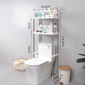 AMELY Stainless Steel Bathroom Storage Rack Removable 2/3 Tier Over The Toilet Shelf Easy To Assemble Water Resistant Freestanding Bathroom Organizer Bathroom