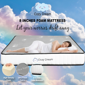 BETTY FURNITURE COZY Dream Thick High Density Foam Mattress Ultra Fresh Fabric 8 Inch Queen