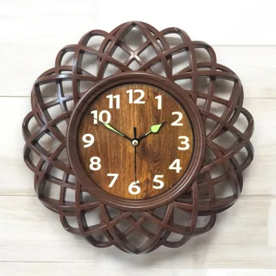 ESA Jam Dinding Aesthetic Motif Kayu 25cm Platinum 3330