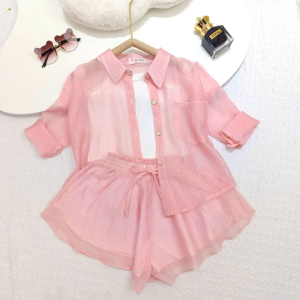 {FREE SHIP} [BỘ 3 MÓN BÉ GÁI] Quần Áo Bé Gái Voan Lụa 3 Món Áo Sơ Mi + Áo Thun 2 Dây + Váy Xếp Ly | Đồ Đi Chơi Mùa Hè Cho Bé Gái 6-10 Tuổi