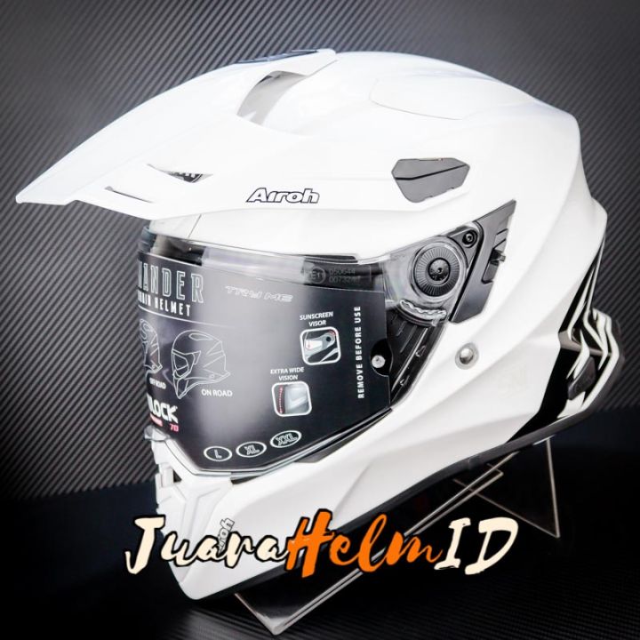AIROH HELM COMMANDER WHITE ADVENTURE DOUBLE VISOR Helm Ukuran