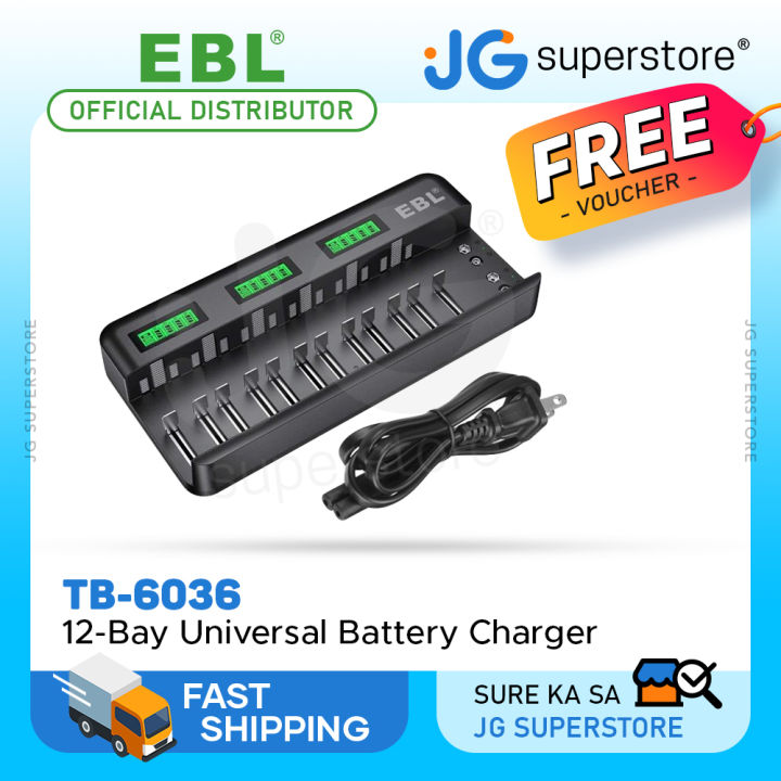 EBL 12+2 Bay LCD Battery Charger For AA AAA C D Ni-MH Ni-CD