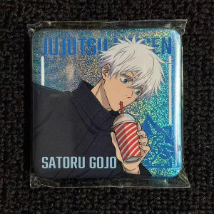 Jujutsu Kaisen Satoru Gojo Sparkle Square Can Badge Anime Metal Pin Kawaii Brooch Itabag Decor Birthday Gift For Anime Lovers Collection Cute Props Fans Daily Decor Merch