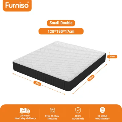 Furniso 20/17cm Memory Foam Spring Mattress Ergonomic Medium Firm Foam Bed with 10 Year Warranty
