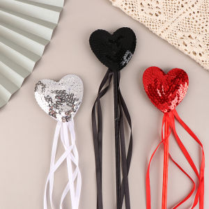 QUANSEN 1Pcs Glitter Heart Fairy Wand Girls Magic Wands Sticks Princess Cosplay Prop For Birthday Halloween Party Supplies