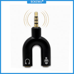 BOKEWU Bộ Chia 3.5Mm Đầu Cắm Âm Thanh Nổi Mic Tai Nghe Âm Thanh Nổi Hình Chữ U Bộ Chia Tai Nghe Bộ Chuyển Đổi Cho Điện Thoại Thông Minh Máy Nghe Nhạc MP3 MP4