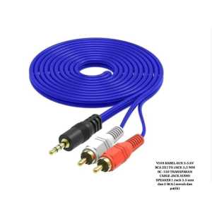 V168 KABEL AUX 3.5 AV RCA 2X1 TO JACK 35 MM RC-150 TRANSPARAN CABLE JACK AUDIO SPEAKER 1.5M KABEL A
