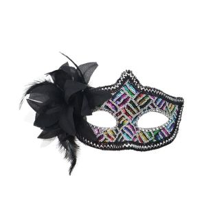 SIRENXI Lông vũ nạ tiệc Halloween Đầm sequin Nhựa Khăn che nửa đầu Tinh tế Đạo cụ cosplay nạ hóa trang Quý cô