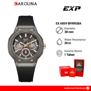 Jam Tangan Wanita Expedition Multifunction EXP EX 6859 BFRRGBA Black Dial Black Rubber Strap
