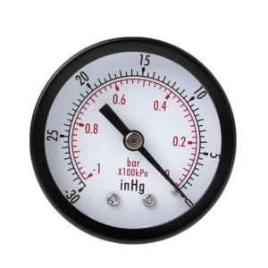 50mm Dial Size Vacuum Manometer 1/4" BSPT Thread 0~-30inHg 0~-1bar Sturdy Metal for Case Dual Scale Measuring Water Oil