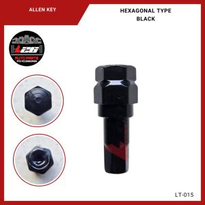 LT-015 Hexagonal Flower Type ALLEN KEY BLACK CHROME UNIVERSAL LOCK MAGWHEEL TOOL LUG NUTS 21mm and 19 mm