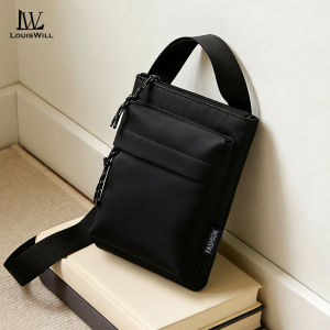 LouisWill Mens Shoulder Bag Waterproof Oxford Cloth Vertical Mini Phone Bag Casual Sports Street Crossbody Bag Travel Business Bags