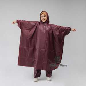Jas Hujan Ponco Lengan Bahan Karet Anti Rembes Raincoat Motor Original Pamor