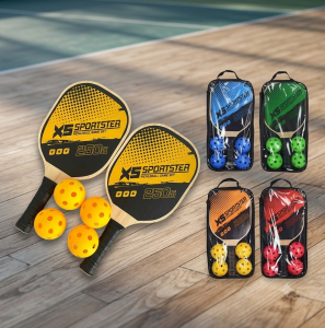 Pickleball Rackets Professional Set Of 2 Rackets And 4 Pickleballs Balls With 1 Portable Storage Bag