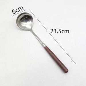 Nhựa giả gỗ xử lý Muỗng Inox muỗng nhà bếp dày Muông ăn sup lẩu muỗng có rãnh