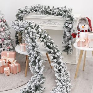 PVC Artificial Christmas Garland 2.7M White Snow Cedar Velvet Rattan Decorative Simulation Christmas Tree Decoration Christmas Day