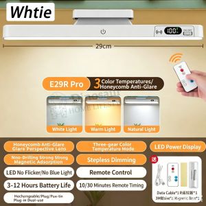 🇸🇬 ReadyStock LED Eye‑Care Desk Lamp Anti‑Glare 5‑Color Adjustable Study Light with Magnetic Base USB Type‑C Rechargeable Night Lamp Portable Eye Protection Reading Lamp for Bedroom Office & Student Workspace