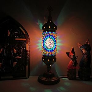 Turkish Style Mosaic Table Lamp Vintage Handcrafted Glass Bedside Light Table Lights for Living Room Bedroom