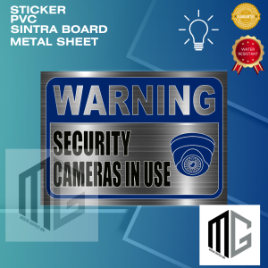 Modern Graphics Security Camera in Use Sign Colored Metallic Sticker Sintra Board l Waterproof