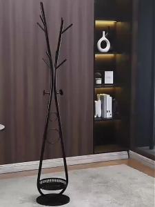 Wooden Bottle European-Style Clothes Rack Floor-Standing Bedroom Creative Bold Single Rod Marble Chassis Coat Rack Bag Hanging Rack Storage Clothes Hanger