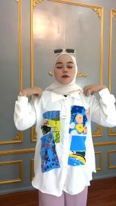 Setelan Viral Crinkle Print Sablon & Kemeja Crinkel Premium