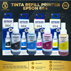 Tinta Epson 664 1 Set 4 Warna CMYK Cocok untuk Epson L100 L110 L120 L200 L210 L220 L300 L310 L350 L355 L360 L365 L380 L385 L405 L455 L485 L550 L555 L565 L655 L1300 L1455