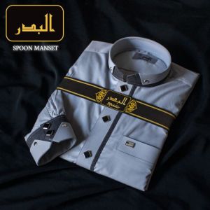 Jubah Al Badar katun lengan manset keren gamis pria bahan spun premium motif keren |Gamis Pria