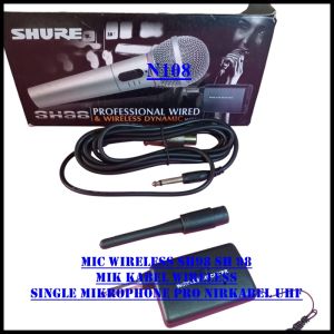 N108 MIC WIRELESS SH98 SH 98 MIK KABEL WIRELESS SINGLE MIX WIRELES MIKROPHONE PRO NIRKABEL UHF PRO